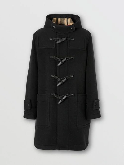 Burberry Technical Wool Duffle Coat In Black | ModeSens