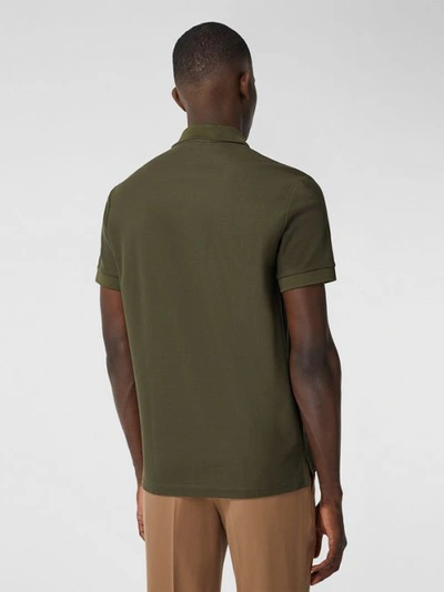 Burberry Monogram Motif Cotton Piqué Polo Shirt In Dark Olive | ModeSens