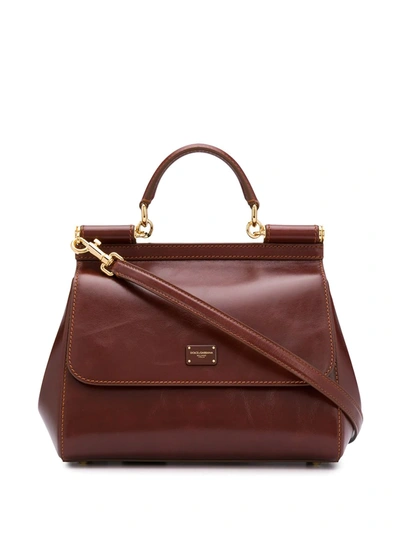 Shop Dolce & Gabbana Medium Sicily Handbag In Brown
