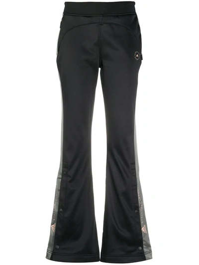 Shop Adidas By Stella Mccartney Flared Side-stripe Track Pants In Black