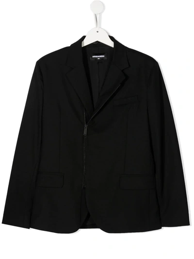 Shop Dsquared2 Zip-front Blazer Jacket In Black