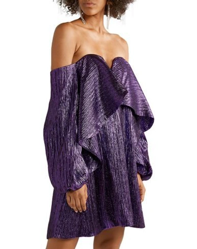 Shop Halpern Woman Mini Dress Purple Size 6 Viscose, Acetate, Metallic Polyester