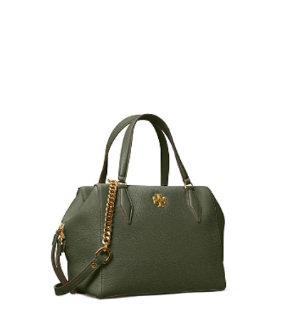 Tory Burch Kira Pebbled Satchel In Poblano | ModeSens