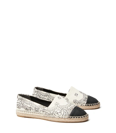 Shop Tory Burch Printed Color-block Espadrille In Ivory Americana Bandana/ivory Americana