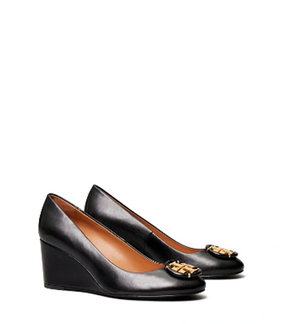 Tory Burch Logo Medallion Wedge Pump In Perfect Black | ModeSens