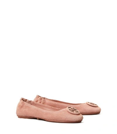 Shop Tory Burch Minnie Travel Ballet Flats, Suede In Malva