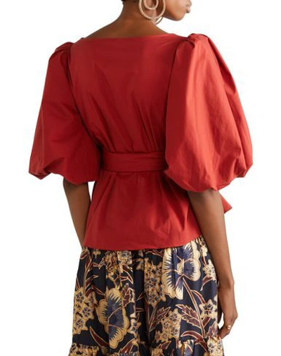 Shop Johanna Ortiz Woman Shirt Brick Red Size 2 Cotton, Elastane