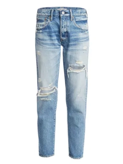 Shop Moussy Vintage Bowie Mid-rise Tapered Jeans In Blue