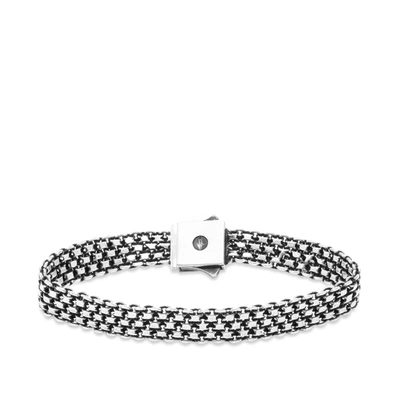 Shop Saint Laurent Woven Metal Bracelet In Silver