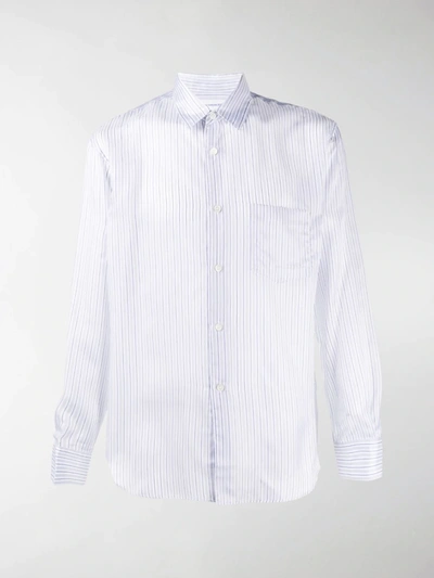 Shop Comme Des Garçons Shirt Stripe-print Fitted Shirt In White