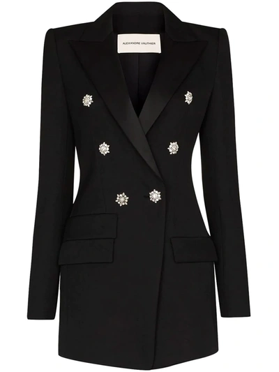 Shop Alexandre Vauthier Crystal Buttoned Double-breasted Blazer In 0193-1106 Black 0193-1106 Black