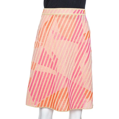 Pre-owned M Missoni Pink & Orange Metallic Knit A-line Skirt M