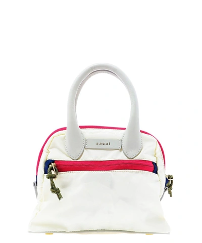 Shop Sacai White Synthetic Fibers Handbag
