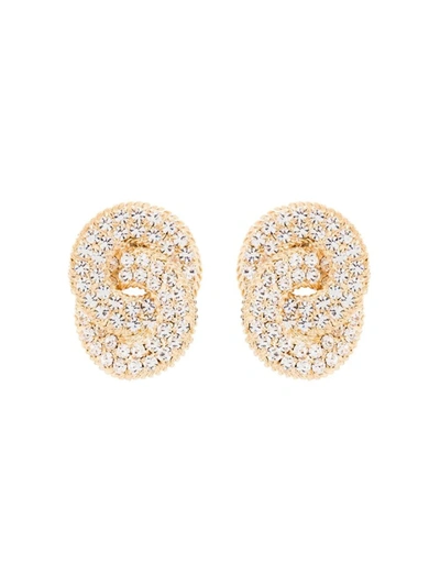 Shop Alessandra Rich Crystal Knot Clip-on Earrings In Not Applicable
