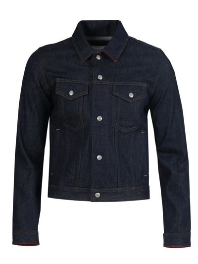 Shop Ami Alexandre Mattiussi Dark Blue Classic Denim Jacket
