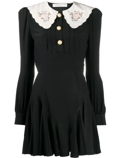 Shop Alessandra Rich Peter Pan Collar Mini Dress In Black