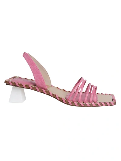 Shop Jacquemus Pink Leather Les Sandales Valerie