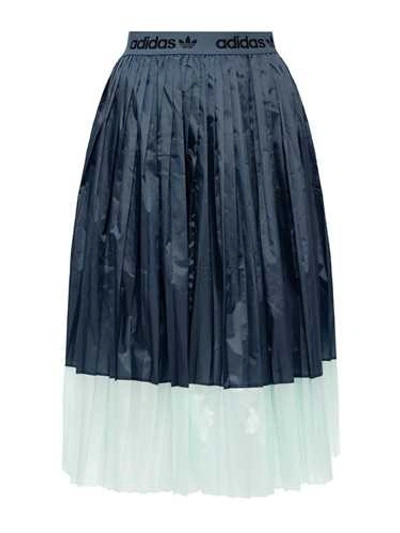Shop Adidas Originals Blue Pleated Skirt