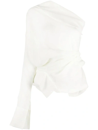 Shop A.w.a.k.e. Deconstructed One-shoulder Blouse In White