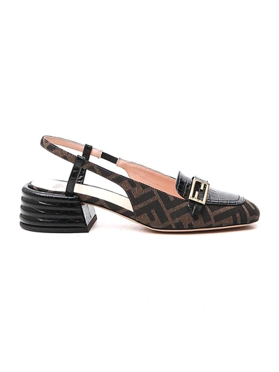 Shop Fendi Black Leather Sandals