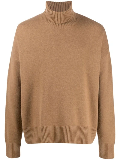 Shop Ami Alexandre Mattiussi Turtleneck Oversized Jumper In Brown