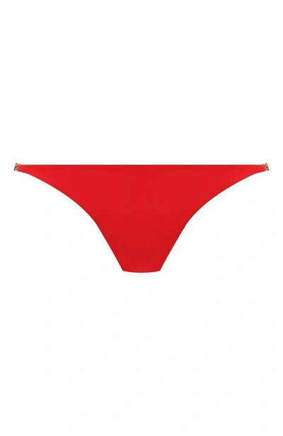 Shop Versace Greca Chain Detail Swim Bottom In Red