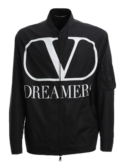 Shop Valentino Black Nylon Outerwear Jacket