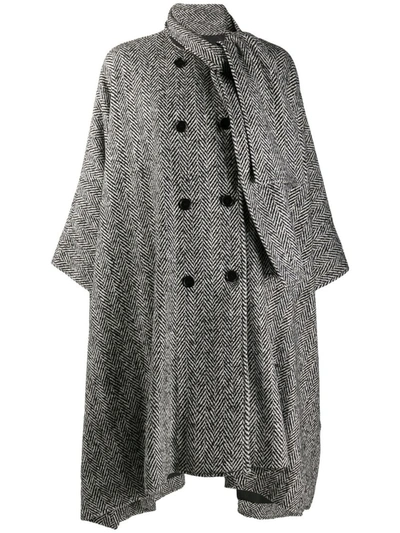 Shop Msgm Draped Fit Cape Coat In Grey
