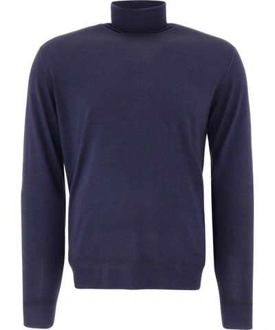 Shop Lardini Blue Wool Sweater