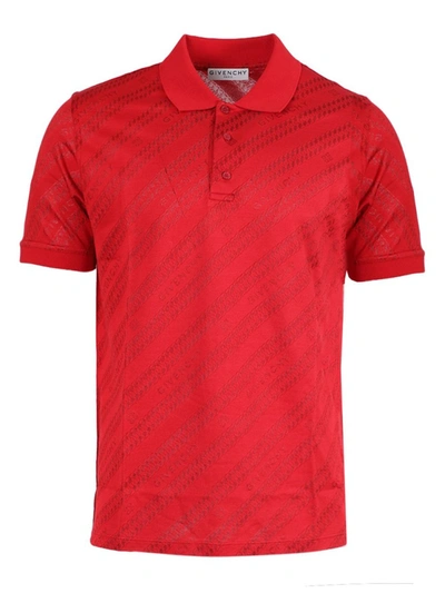 Shop Givenchy Tonal Logo Print Polo Shirt In Red