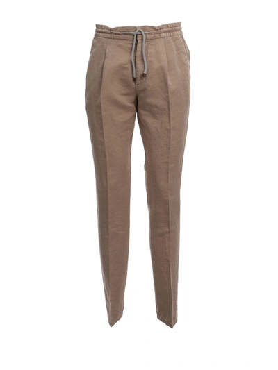 Shop Brunello Cucinelli Brown Linen Pants