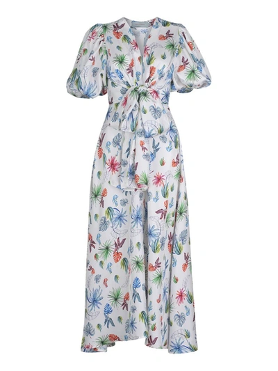 Shop Silvia Tcherassi Lirio Floral Print Silk Dress In Multicolor