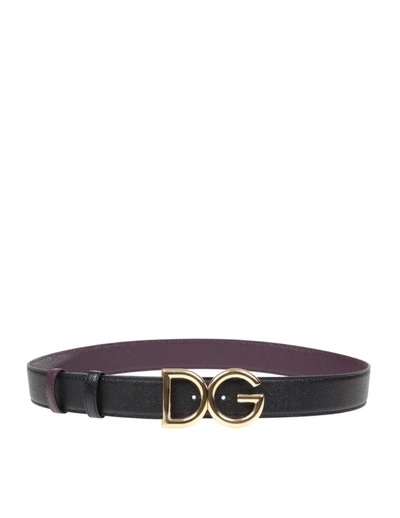 Shop Dolce & Gabbana Reversible Belt With Dg Logo In Black