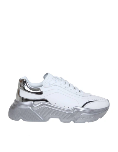 Shop Dolce & Gabbana Daymaster Sneakers In White And Silver Leather