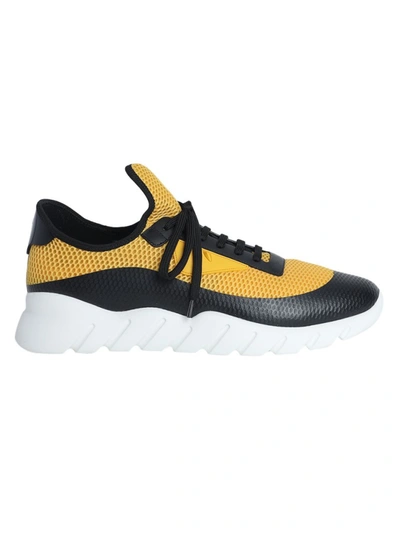 Shop Fendi Yellow And Black Lace-up In White