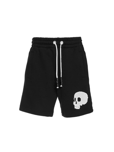 Shop Palm Angels Black Skull Shorts
