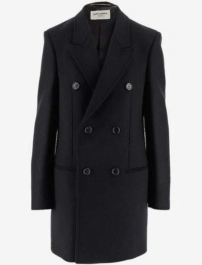 Shop Saint Laurent Coats & Jackets Double-breasted Women's Coat In Black