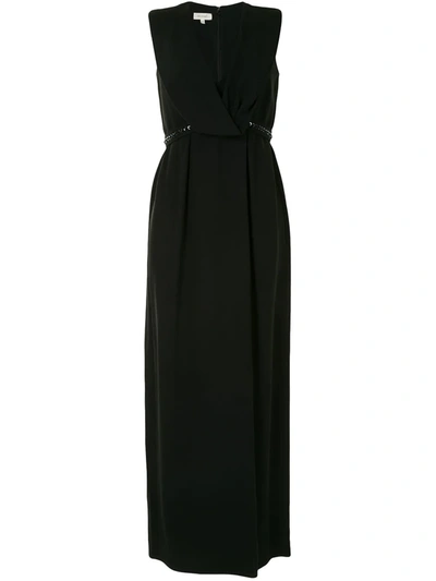 Shop Delpozo V-neck Long Dress In Black