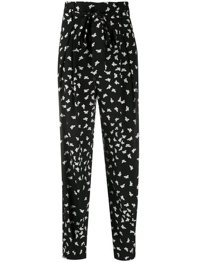 Shop Red Valentino Butterfly Print Trousers In Black