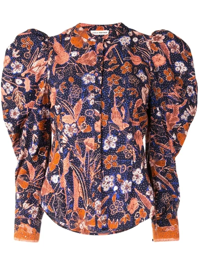 Shop Ulla Johnson Willa Floral-print Cotton Shirt In Blue