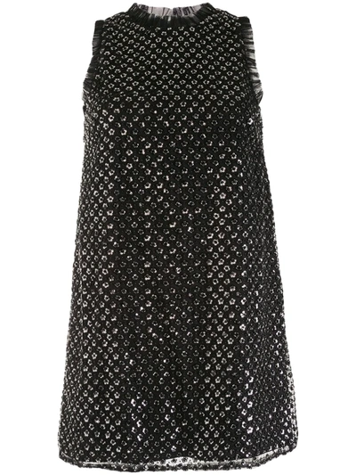 Shop Aidan Mattox Sequin-embellished Mini Dress In Black