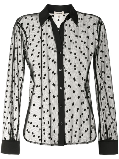 Shop L Agence Sheer Polka-dot Shirt In Black