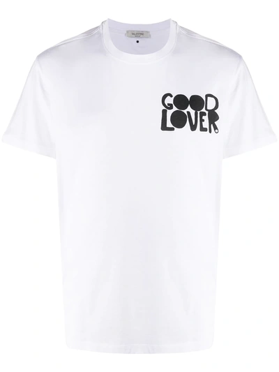 Shop Valentino Good Lover Print T-shirt In White