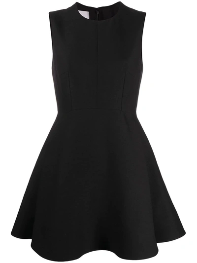 Valentino Navy Wool & Silk A-line Dress In Black