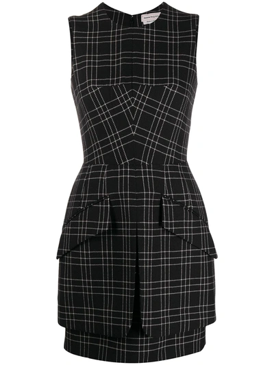 Shop Alexander Mcqueen Check-pattern Sleeveless Dress In Black
