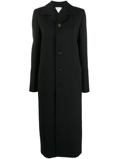 Shop Bottega Veneta Single-breasted Long Coat In Black