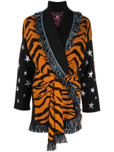 Shop Alanui Patterned Intarsia-knit Cardi-coat In Orange