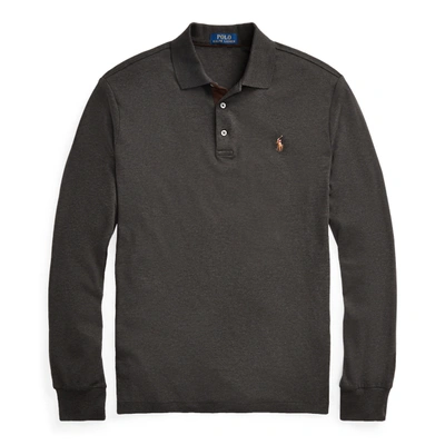 Shop Polo Ralph Lauren Soft Cotton Long-sleeve Polo Shirt In Dark Charcoal Heather