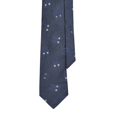 Shop Ralph Lauren Slippers Silk Tie In Navy