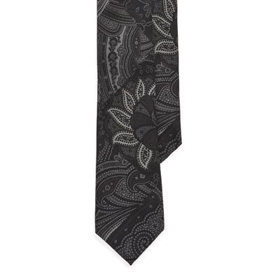 Shop Ralph Lauren Paisley Patchwork Silk Tie In Black/charcoal